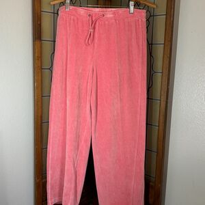 Talbots Petite Vintage Pink Velvet Drawstring Straight Leg Plants Size L